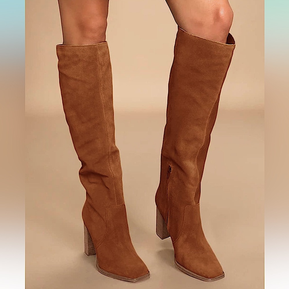 🆕🤎JULIET HOLY: Chunky Heel Square Toe Boot ✨WIDE CALF FRIENDLY✨SZ 9 - Picture 1 of 12